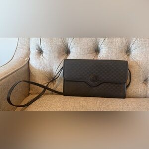 Vintage Gucci GG Black Monogram Crossbody Flap Bag